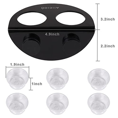 AIICIOO Gecko Feeder Ledge with 6 Pack Plastic Bowls Crested Gecko Food Dish Strong Magnetic Reptile Food Feeder Water Dish for Chameleon Bearded Dragon Tank Accessories - size: Feeding Ledge Black