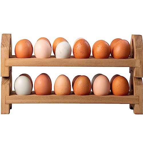 Farmhouse Stackable Wood Egg Holder - Fresh Egg Storage (2)