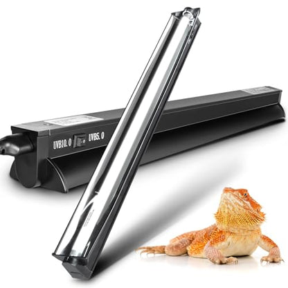 Switchable UVB Light for Reptiles, 24W T5 UVB Light Combo Kit for Tropical 5.0 & Desert 10.0, 22.6" Terrarium Hood Lamp Fixture with UVB 10.0 Bulb for Bearded Dragon Gecko Snake Lizard Turtle - size: 24W-22.6IN