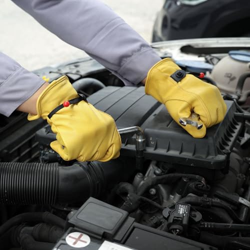 OZERO Leather Work Gloves for Men: Cowhide Garden Gloves, Gold, XL, 1 Pair | Full Grain Cowhide, ANSI/ISEA 105 Certified, Puncture Level 4, Abrasion Level 3, for Gardening Yard Construction Ranch Work - size: X-Large (1 Pair)