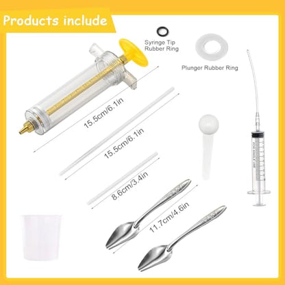 10 Pcs Bird Feeding Syringe Set, Bird Feeding Syringe,1.7 fl oz (50 mL) Hand Feeding Syringe for Birds, Parrot Syringe Feeder with Feeding Tubes & Spoon for Cockatiels, Parakeets & Budgies