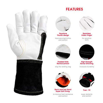 YESWELDER Premium Goatskin TIG Welding Gloves | Top Grain Leather | High Dexterity |True - Fit-M - size: Medium (Pack of 1)