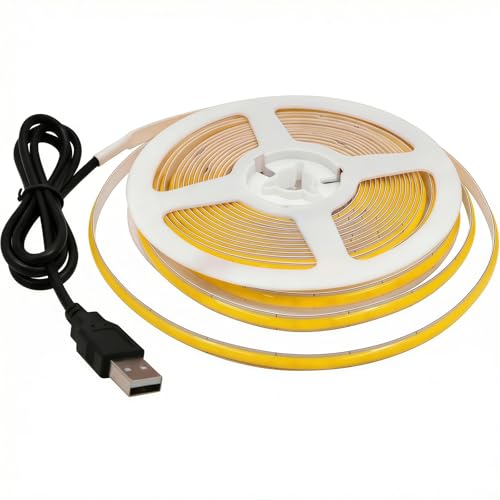 Ultra-Narrow 3mm USB COB LED Strip Lights Self-Adhesive, for Kitchen Cabinets, Bedroom, Gaming Desk (6000k Cool White, 2ft) - color: 6000k Cool white, size: 2ft