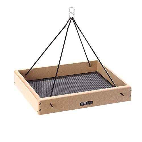 Birds Choice Hanging Tray Bird Feeder | Large, 16in x 13.5in x 2.5in | Collapsible Steel Hanging Rods, Open Platform Welcomes a Variety of Wild Birds, Weather-Resistant Poly Lumber - size: Large