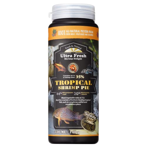 Ultra Fresh Bottom Feeder Fish Food, Sword Prawns, Natural Protein, Balanced Diet, for Catfish, Corydoras, Loaches, Tropical Shrimp Pie 4.94 Ounces - size: 4.94 Ounce (Pack of 1)