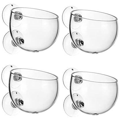 Tfwadmx Aquarium Plant Holder Pot Aquarium Decor Crystal Glass Aquatic Plant Cup with Suction Cups for Fish Tank Aquascape Decoration (4 Pack)