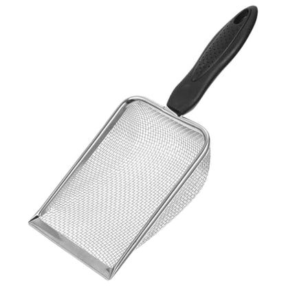 Mikikit Reptile Cage Cleaner Scoop with Fine 6-mesh Litter Sifter Stainless Steel Curved Shovel Face for Preventing Sand Scattering, for Desert Terrariums and Vivarium Cleaning