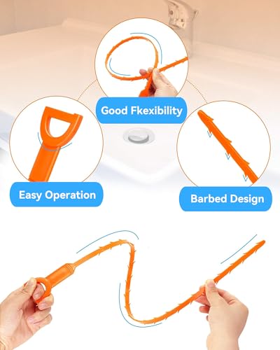 4-Piece Drain Cleaning Kit, 33-Inch 4-Claw Grabber & 20-Inch Hair Snakes | Deep-Clog Grabber • 3 Surface Hair Removers • Flexible And Reusable • For Sinks, Showers, Bathtubs And Kitchen Drains - style: 33 IN