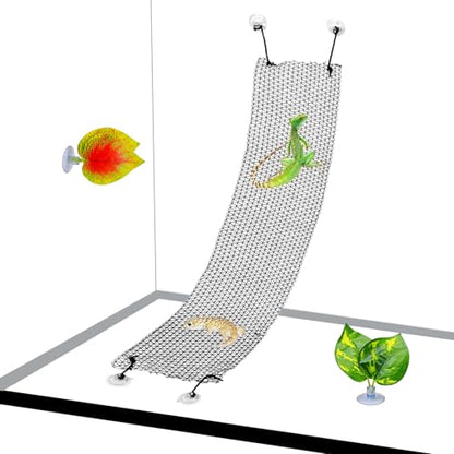 Hamiledyi Bearded Dragon Hammock 35 x 8 Inch Lizard Climbing Net Collapsible Reptile Climbing Mesh Bridge Tank Accessories for Gecko Snake Hermit Crab Chameleon (1 Pcs) - color: Black