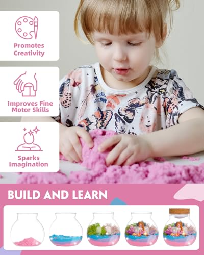 Winnrok Mermaid Terrarium Kit for Girls - DIY Night Light Craft with 13-Color LED, Remote & Timer. Ideal Easter Basket Stuffers, Birthday Gift for Kids Ages 4-8-12. Create Underwater Garden