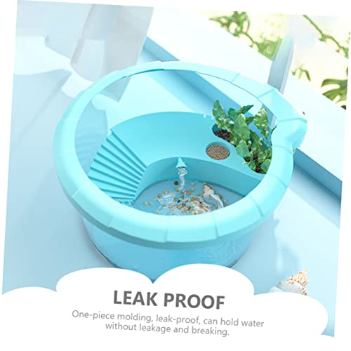 POPETPOP 2pcs Turtle Tank Integrated Basking Area Aquarium for Pet Turtles Habitat for Healthy Breeding and Easy Cleaning