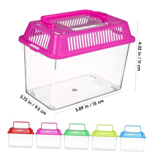 Abaodam 5pcs Portable Transparent Reptile Feeding Boxes Mixed Color Small Plastic Fish Tanks for Turtle Goldfish Breeding and Transport Home Habitat