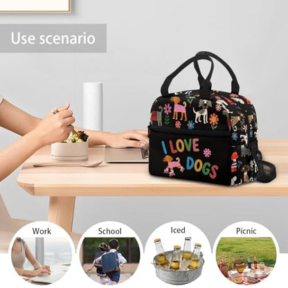 Lightweight Kids Lunch Bag : Dachshund Easy-Clean Stain-Resistant Fabric - Main Pocket Fits Full Lunch - Keeps Cool - Great for Pet Lovers, Kindergarten & Dog Theme Party - color: Dachshund