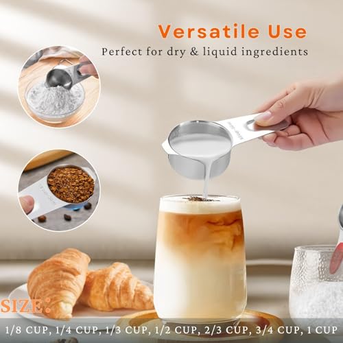 30PCS Measuring Cups and Spoons Set, 7 Nesting Measuring Cups, 18 Measuring Spoons and 5 Mini Spoons, Stainless Steel Kitchen Measuring Set for Dry and Liquid Ingredients, Perfect for Cooking & Baking - size: 30PCS Set