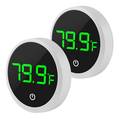 DORHEA 2Pcs Digital Aquarium Thermometer Fish Tank Digital LED Display Thermometer Fahrenheit Aquarium Temperature Sensor with LED Touch Screen for Aquarium Glass Containers Plant Reptile Turtle Tank - color: 2pcs round-white
