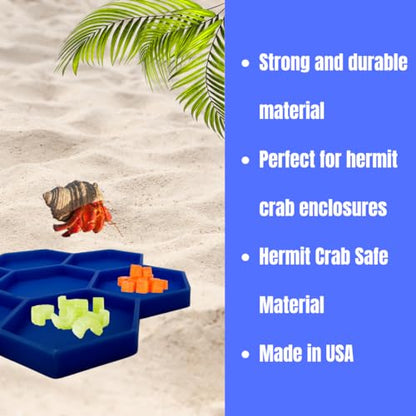 Hermit Crab Feeder Dish | 7 Tray Dish for Crab or Snail Feeding | Mix & Match Crab Food | Made in USA (Blue, Hexagon) - color: Blue, Hexagon