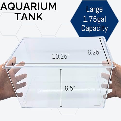 Eisco Aquarium Tank, Fish Tank, UV Protected, Polycarbonate, 1.75 Gallon | UV Protection Helps Clarity, Seamless One-Piece Design Makes Cleaning Easy, For Terrariums & Insect Habitats, Easy to Carry