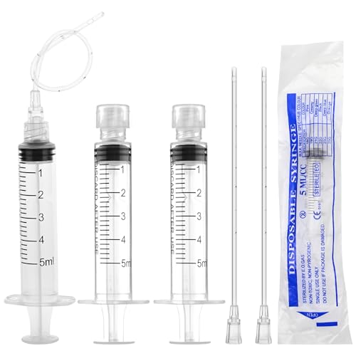 10 Pack 5ml Luer Lock Syringe - Syringes for Liquid with Soft Tube - Individually Pcakaged，Scientific Labs and Measuring, Refilling Inks - style: 5ml - 2.0mm Tube