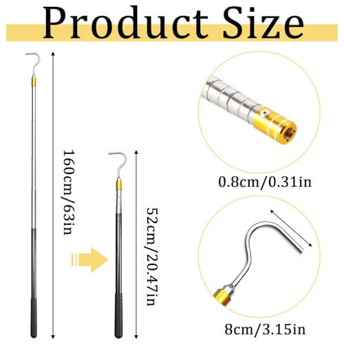 Snake Hook, 61" Snake Reptile Catcher Stick Pole Handling Tool Kit for Rattlesnakes Python Copperhead Removal Catching