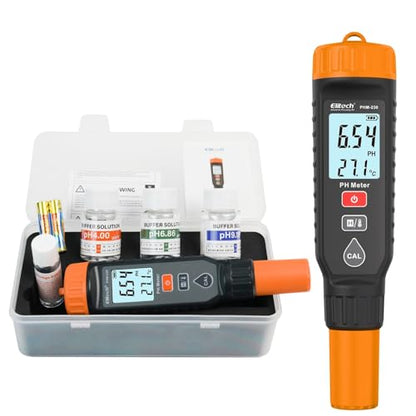 Elitech PHM-230 Professional Digital pH Pen Meter for Water and Solutions | pH Temperature Tester with ATC, Full Calibration Kit, 0.00-14.00 Range for Hydroponics, Growing, Drinking Water, Plants