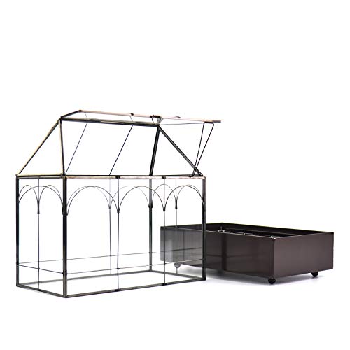 Large Tall Glass Plant Terrarium – House Succulent Terrarium Kit with Lip and Tray Glass Greenhouse Terrarium for Plant 9.5”X5.7”X11.4” - color: Black 3