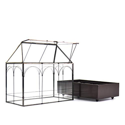 Large Tall Glass Plant Terrarium – House Succulent Terrarium Kit with Lip and Tray Glass Greenhouse Terrarium for Plant 9.5”X5.7”X11.4” - color: Black 3