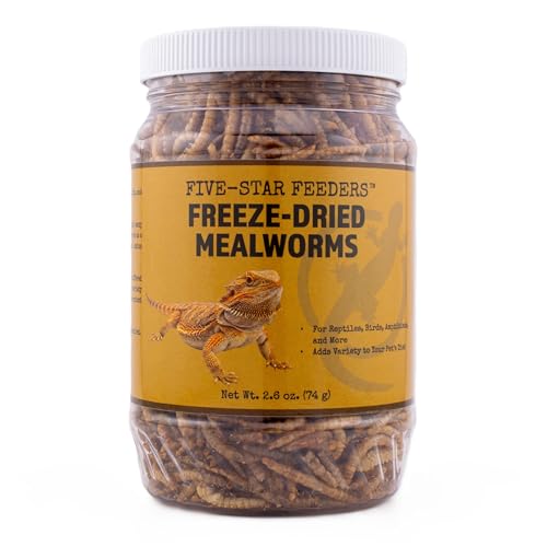 Freeze-Dried Mealworms – High-Protein Treat for Reptiles, Birds & Insect-Eating Pets – 2.6 oz Jar