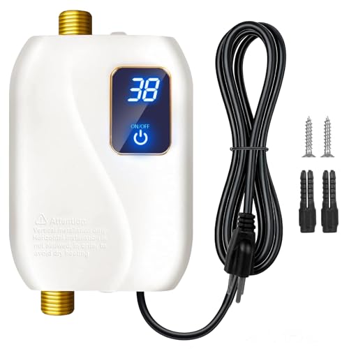 110V Tankless Water Heater Electric, 3000W Tankless Electric Water Heater Instant, Under Sink Water Heater with Digital Display, On Demand Hot Water Heaters Electric for Kitchen Washin Bathroom.
