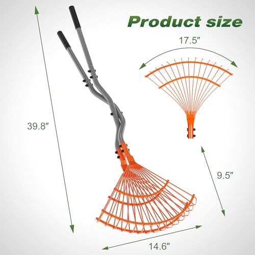 Walensee Leaf Grabber Rake, Long Handle Yard Debris Collector for Lawn | Scoop Leaves, Grass Clippings And Yard Debris Without Bending Or Touching. Steel Claws Secure Waste For Quick Cleanup.