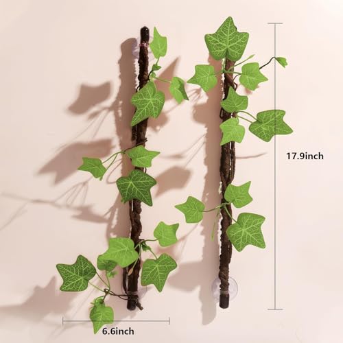 BNOSDM Reptile Climbing Branch Flexible Bend-A-Branch Jungle Vines Terrarium Plant Decoration with Suction Cup for Crested Gecko Chameleon Gecko Snake Tree Frog 2PCS - color: Green