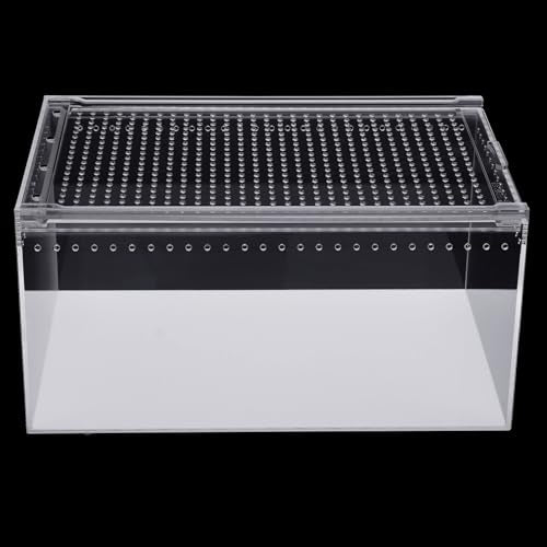 Reptile Terrarium, 12 x 8 x 6 Inch Acrylic Reptile Pet Breeding Cage with Magnetic Door, Multifunctional Clear Reptile Tank, Amphibians Feeding Box for Horned Frog, Scorpion, Spider, Snake