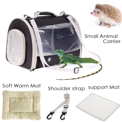 Small Animal Travel Backpack Carrier,Portable Bearded Dragon Bag for Sugar Glider,Hedgehog,Rat,Bunny,Rat,Outdoor Used (Black, Carrier L+ I Leash) - color: Black