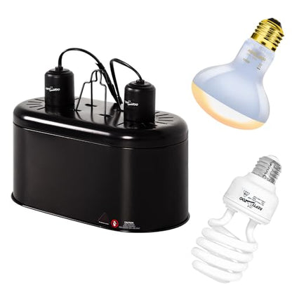 REPTI ZOO Dual Reptile Light Fixture Reptile Heat Lamp Combo Pack, 100W UVA Daylight Basking Spot Light and 26W UVA UVB Reptile Light Energy Saving Spiral Compact Lamp UVB Bulb 5.0 - style: DRL01ST5