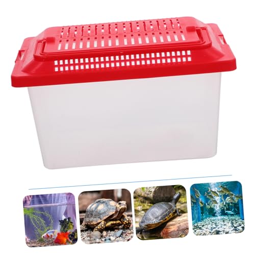 COLLBATH 2pcs Reptile Tortoise Feeding Tank Portable Aquarium Ventilation Design Lightweight Travel Container for and Pets Lid