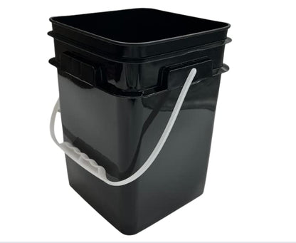 4 Gallon Square Food Grade Bucket Pail with Plastic Handles and Lid (Pack of 3) Made in USA containers (Black) - color: Black
