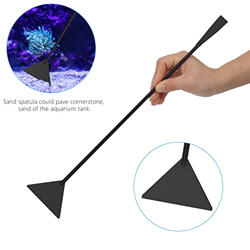 15" Aquarium Aquascape Tools Kit 4P Stainless Steel Aquascaping Set | 4in1 Extra Long Full Metal Design, Scissors, 2P Tweezers And Sand Spatula, For Trimming Plants, Arranging Sand And Aquascape - color: Black