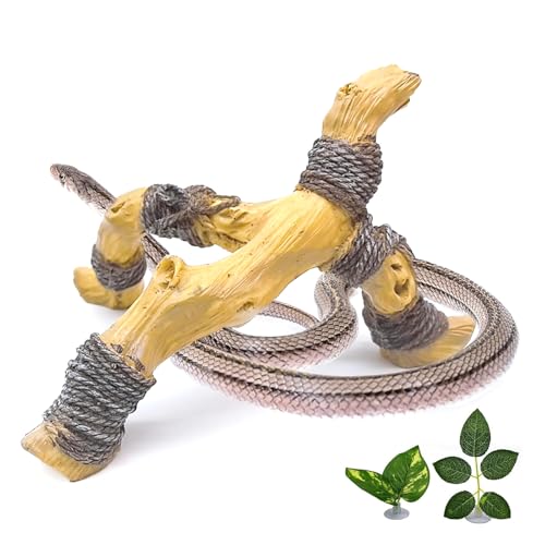 Tfwadmx Snake Climbing Branch,Resin Reptile Enclosure Decor | Ball Python Wood Branches, Gecko Tank Accessories for Lizards,Bearded Dragon Tarantulas, Hermit Crab, Frogs - size: 7.3x6.1x4.7IN | Rack Branch