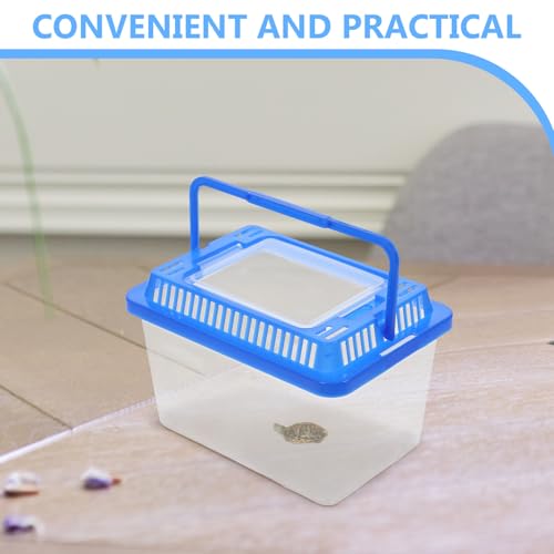 Artibetter 8pcs Large Turtle Habitat Box with Handle, Sturdy Reptile Breeding Container for Home and Travel, Plastic Tortoise and Spider Feeding Enclosure