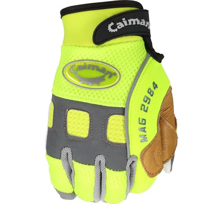 Caiman MAG, Multi-Activity Glove with Goat Grain Leather Patch Palm, Hi-Vis AirMesh Back, Pinch'd-Tip Fingers, Neoprene Knuckle, High-Vis Yellow/Gold, Large (2984-5) - size: Large
