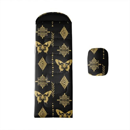 Erosebridal Sugar Skull Kids Sleeping Bag Southwestern Aztec Western Camping Blanket for Hiking Travel Hunting Sleep Bag - color: Black Yellow Gold 10