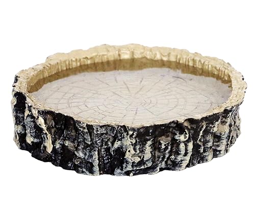Tree Trunk Feeding Dish Bowl,Reptile Water Dish Food Bowl, Amphibians Tree Trunk Water/Food Bowl, Premium Resin Reptile Feeding Terrarium Bowls for Bearded Dragon Lizard Gecko - color: Brown