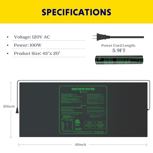 iPower Waterproof Seedling Heat Mat 48" x 20", ETL Certified Durable Germination Heating Pad, for Seed Starting Propagation - size: 48" x 20, style: Heat Mat Upgrade Version