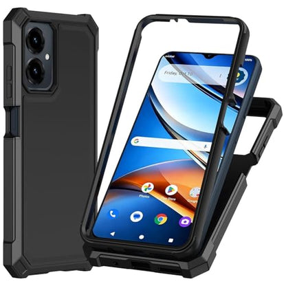 for Cricket Icon 2026 U656AC Slim Tough Hybrid Cover Phone Case + Extreme Band (Black) - color: Black