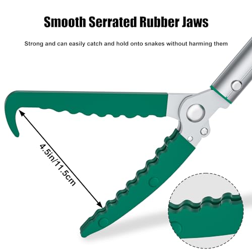 78" Extendable Snake Grabber Reptile Tongs Rattle Snake Catcher | Wide Jaw Handling Tool with Lock and Comfortable Grip - size: 78 inch
