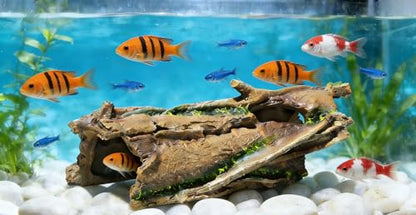 Nature-Inspired Hideout:The Best Bark-Texture Hide for Reptile or Fish - size: Small