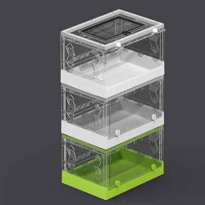 Large Portable Reptile Tank with Multi-Observation Perspective Foldable and Bottom Pulley, Ideal Habitat for Gecko, Frog, Spider and so on (White Extra Large) - color: White Extra Large