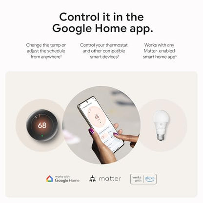 Google Nest Learning Thermostat (4th gen) + Nest Temperature Sensor (2nd gen) - Obsidian - color: Polished Obsidian