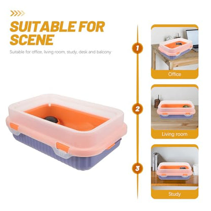 Abaodam Turtle Tank with Basking Platform and Ramp Small Orange-Blue Amphibious Habitat for Aquatic Turtles and Tortoises with Drainage System for Reptile Pets
