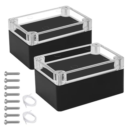 Junction Box with Clear Cover IP65 Waterproof Project Box Dustproof ABS Plastic Electrical Project Boxes Universal Enclosure, Black 3.9"x 2.6"x 1.9"(100x68x50mm)(Pack of 2) - color: 2 packs, size: 3.9"x 2.6"x 1.9"