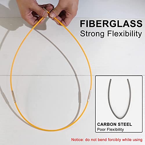 33FT Fiberglass Wire Running Kit, Cable Running Rods with 5 Attachments | Fiberglass Electrical Wire Running Rods, 33FT Non-Conductive Pulling Kit with 5 Interchangeable Heads, Carrying Case - size: 33FT-10 Rods